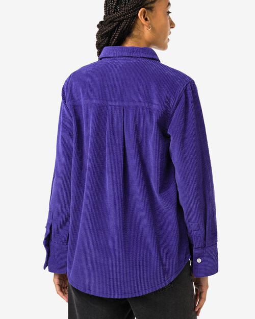 chemise femme Lena en velours côtelé bleu