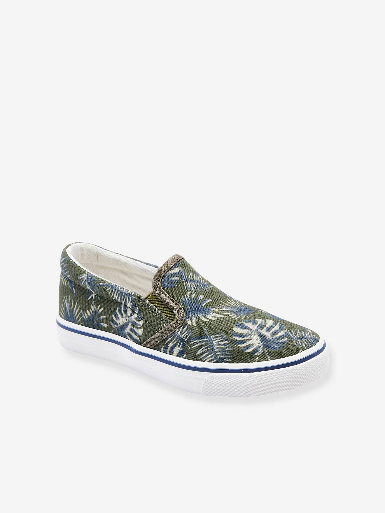 Tênis slip-on verde-escuro estampado para meninos
