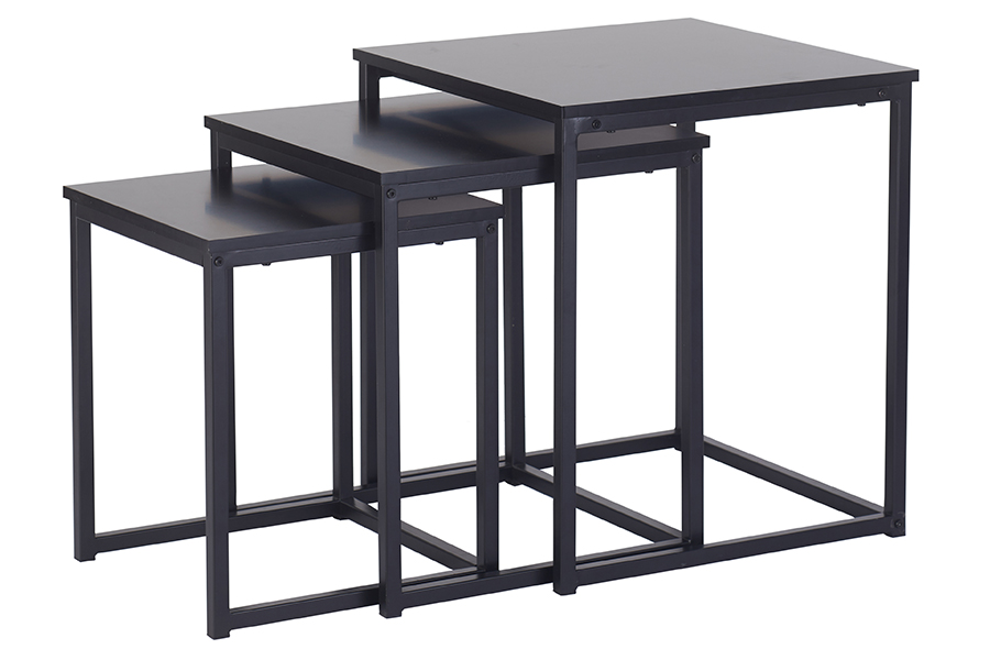Bordeaux småbord Sort plate med metallunderstell. sett med 3 stk. bord.