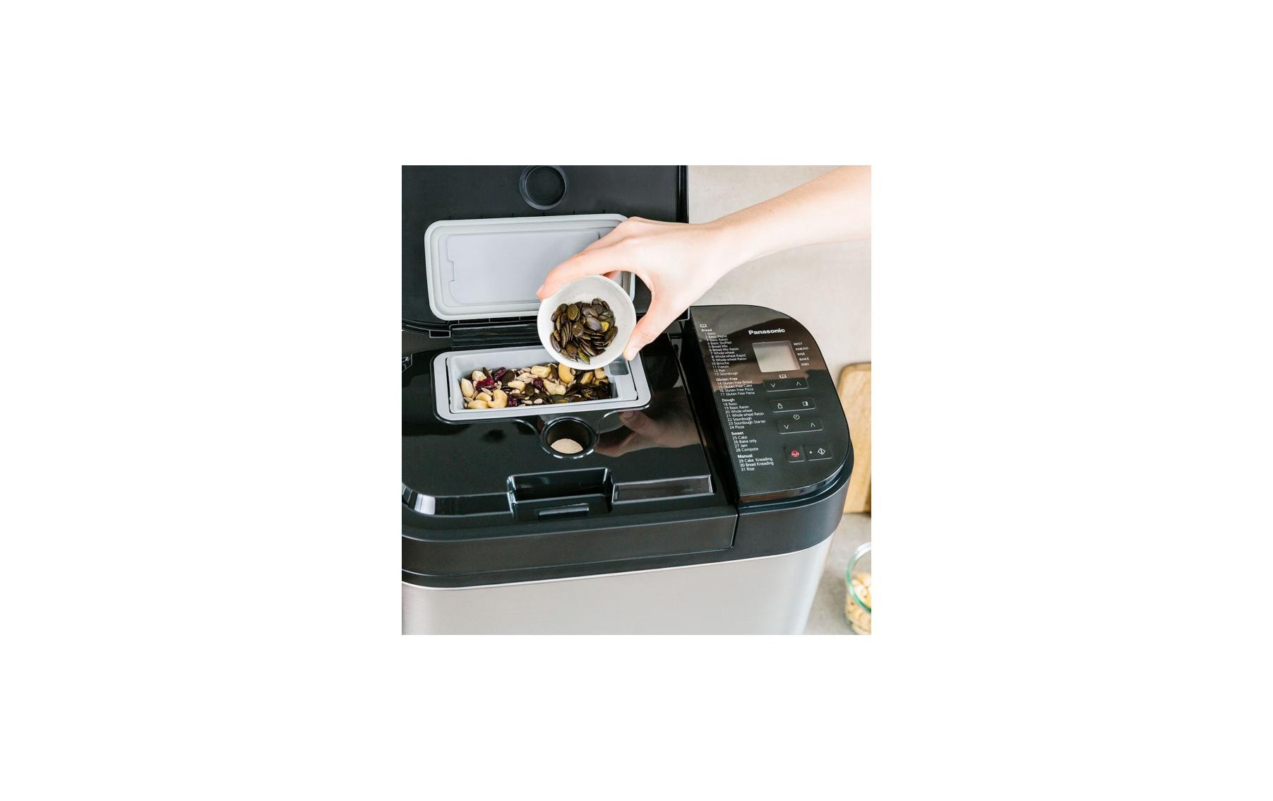 Brotbackmaschine SD-YR2550 Edelstahl/Schwarz<br>Brotbackautomat mit Hefe- und Rosinen-Nussverteiler
