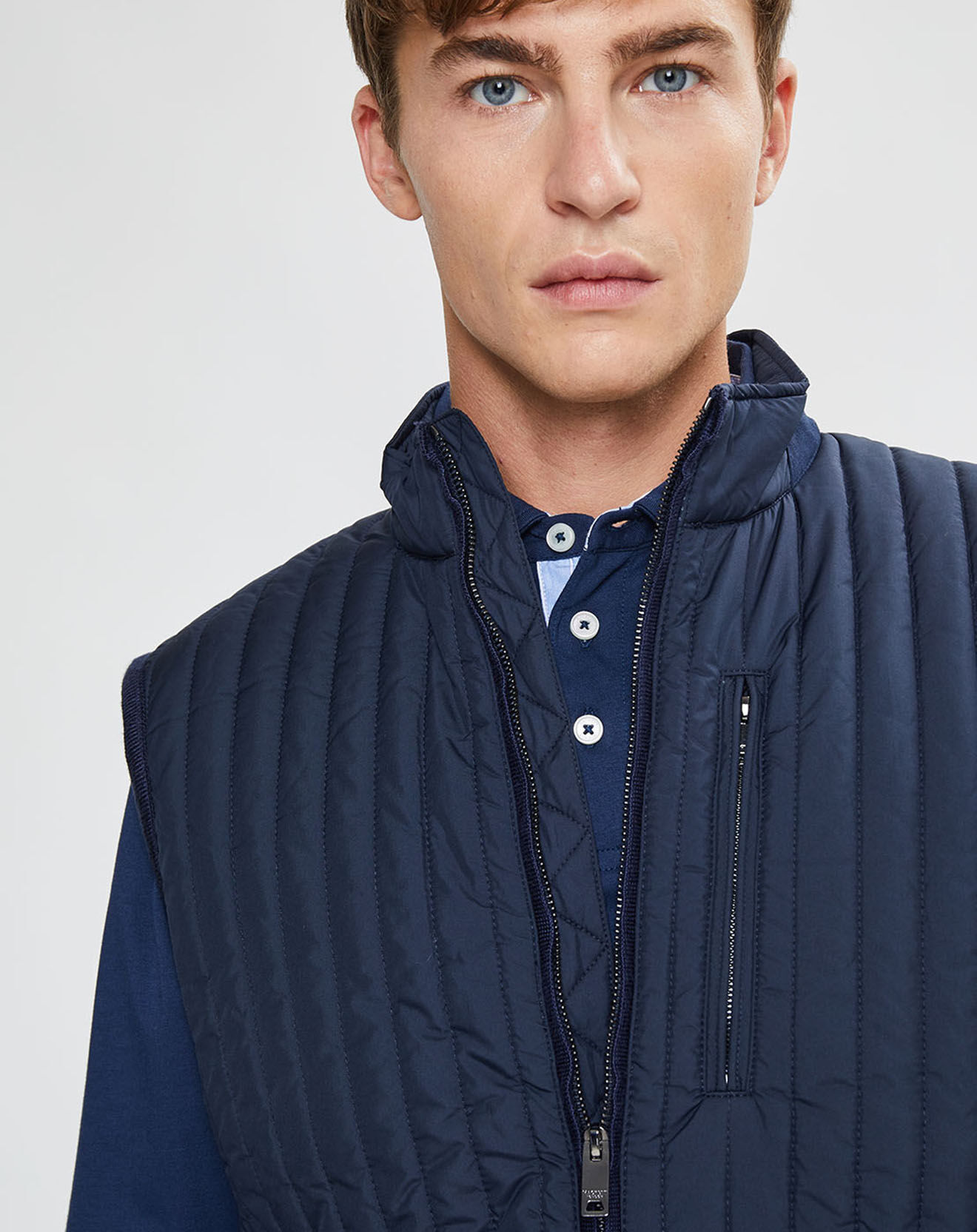 Hackett London Blouson sans manches dos maille bleu