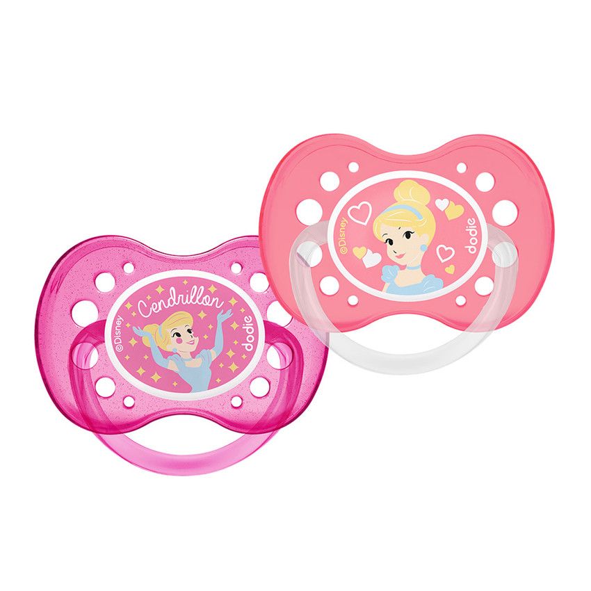 Lot de 2 sucettes anatomiques +18 mois - Duo Disney Cendrillon - Ecru