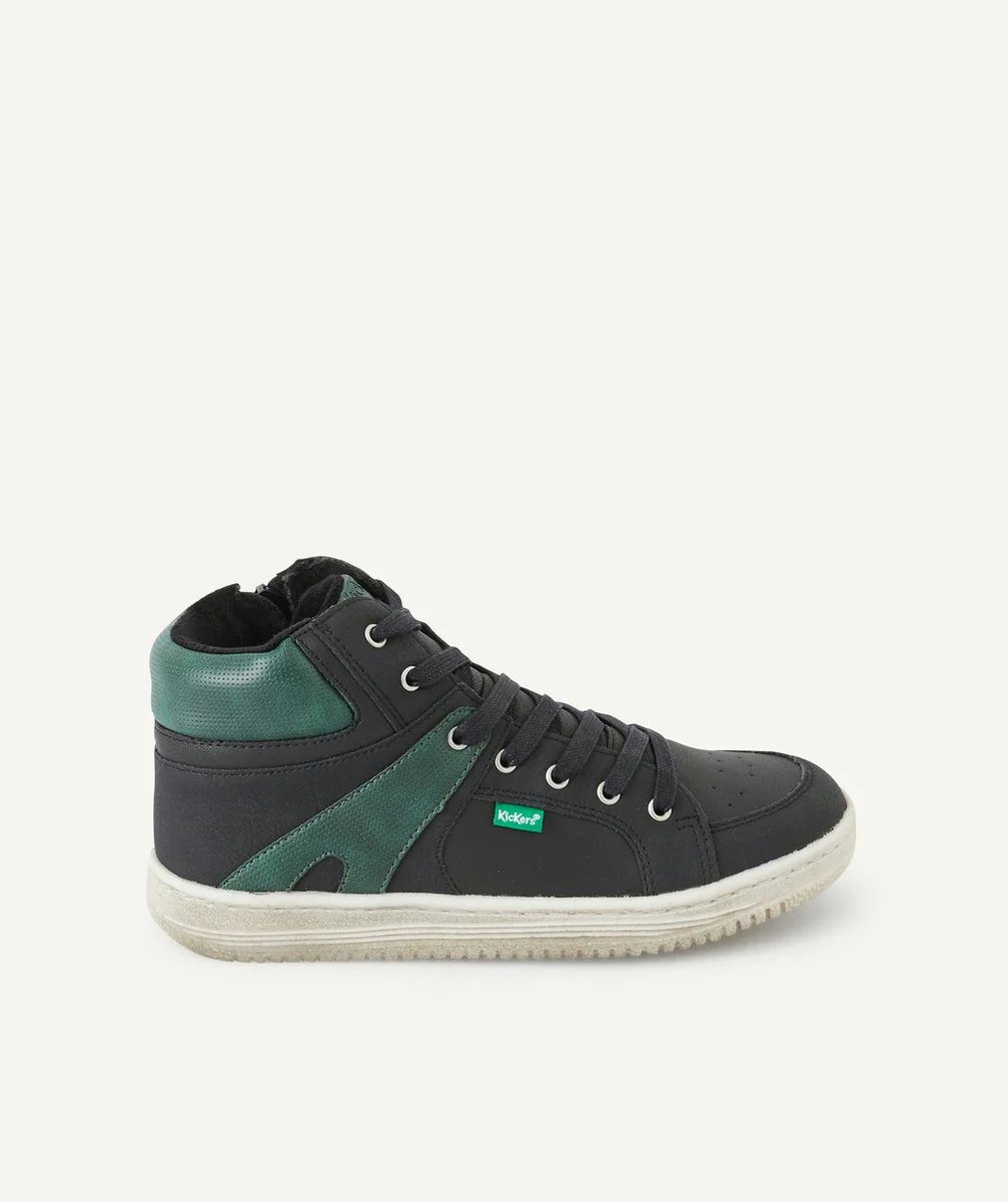 KICKERSBASKETS MONTANTES LOWELL GARÇON NOIR VERT