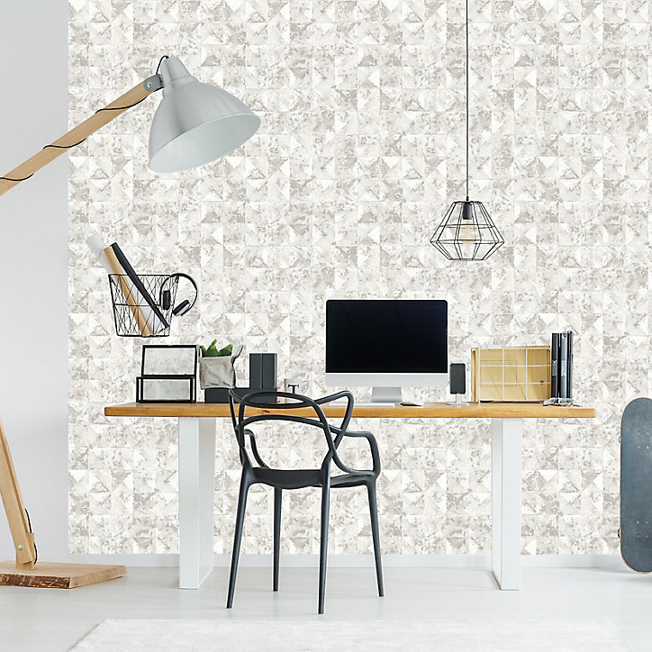 Papier peint Vinyle Intissé GoodHome Eudya blanc et gris