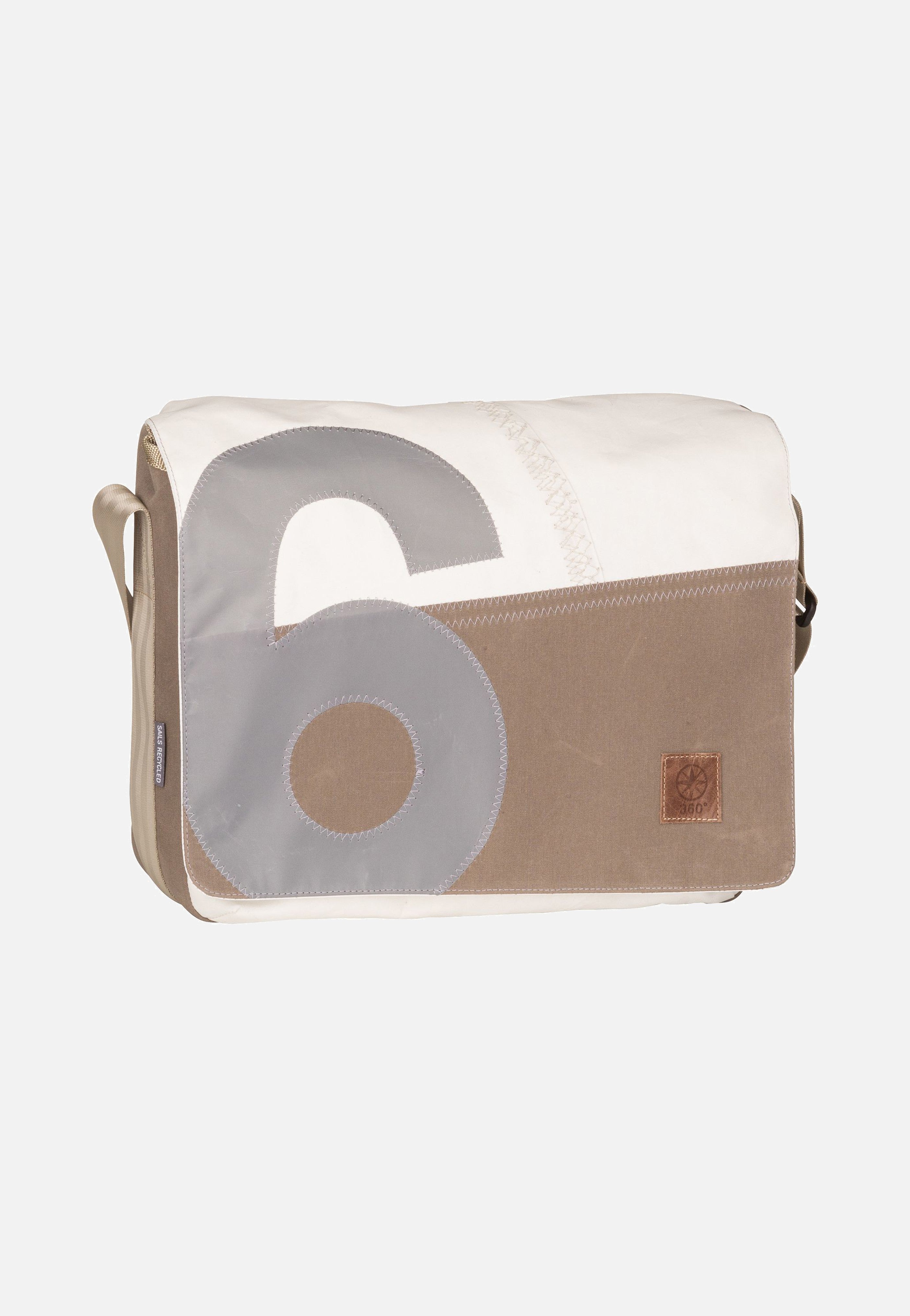 Barkasse Weiß/Balken Taupe - Messenger Bag