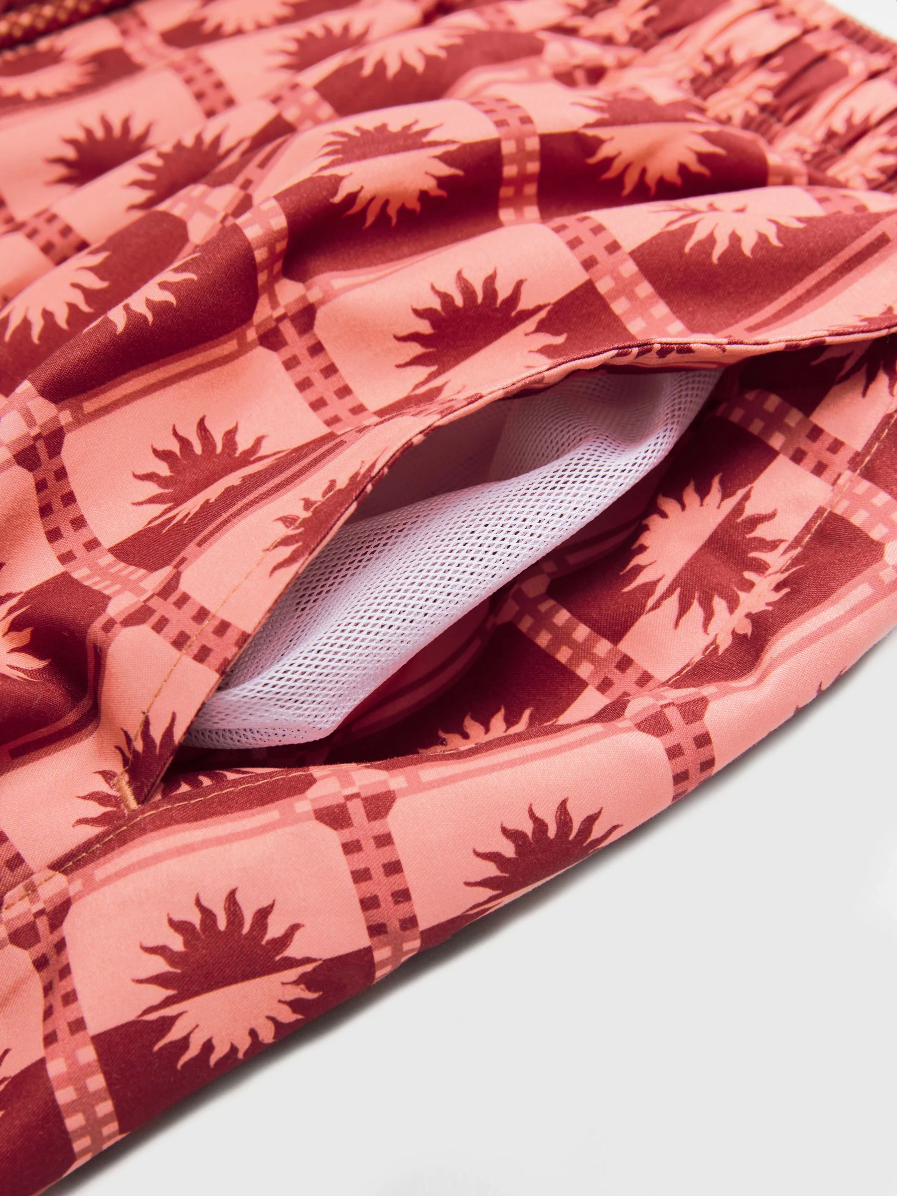 Koraalroze geometrische zon - Zwemshort met print
