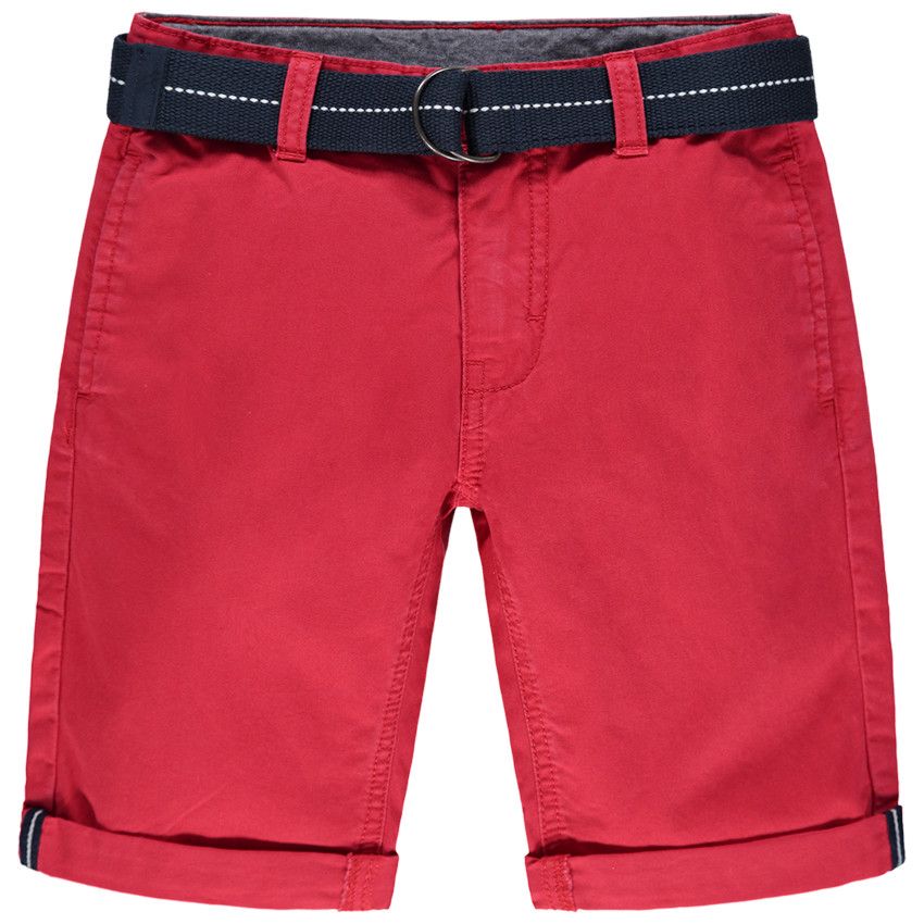 Bermuda uni en toile à ceinture amovible - Rouge