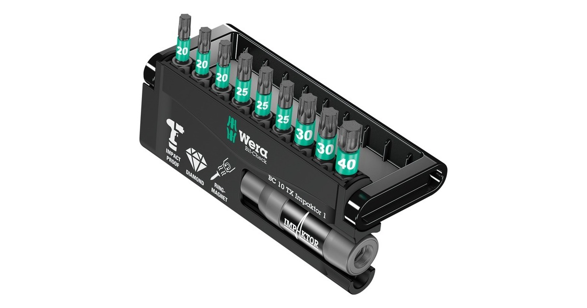 WeraBit-Check 10 TX Impaktor 1 bitset  (10-delig, Diamantcoating)