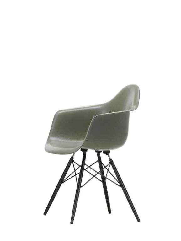 Vitra Eames DAW Fiberglass stoel zwart esdoorn, elephant hide grey
