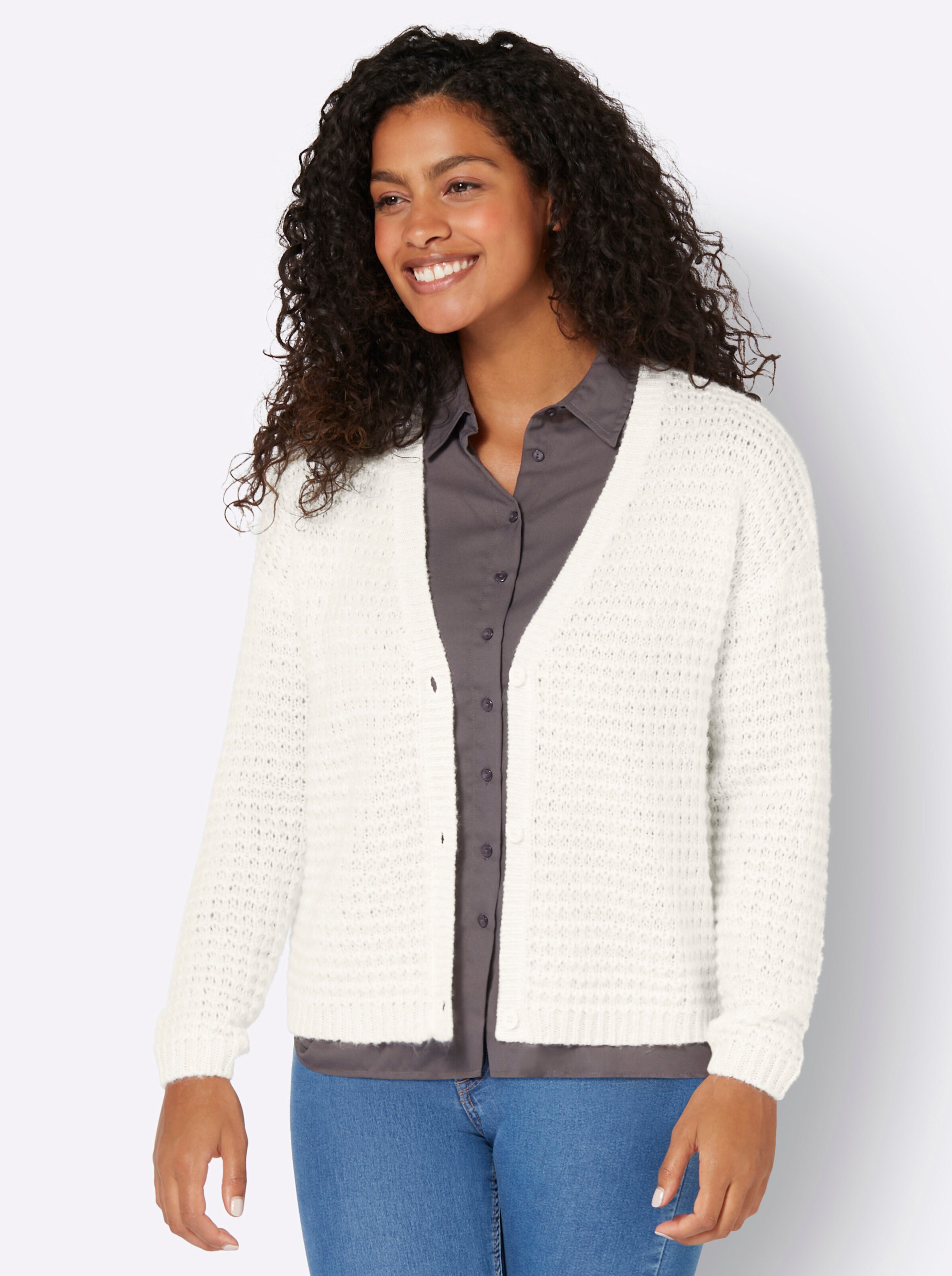 Strickjacke in ecru