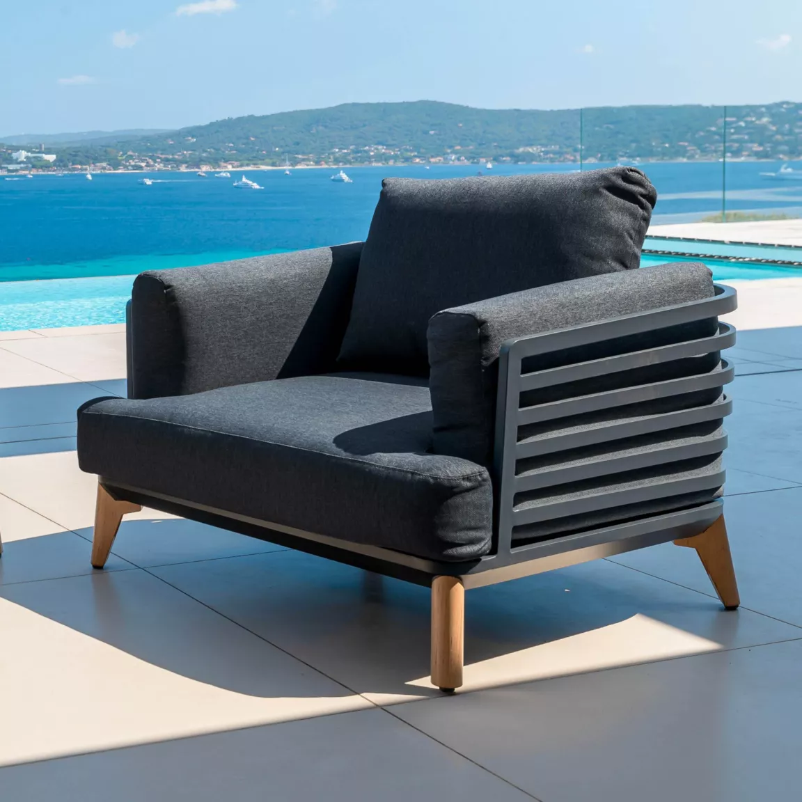 Salon de jardin aluminium 2 places 3 pcs Monte Carlo Gris anthracite