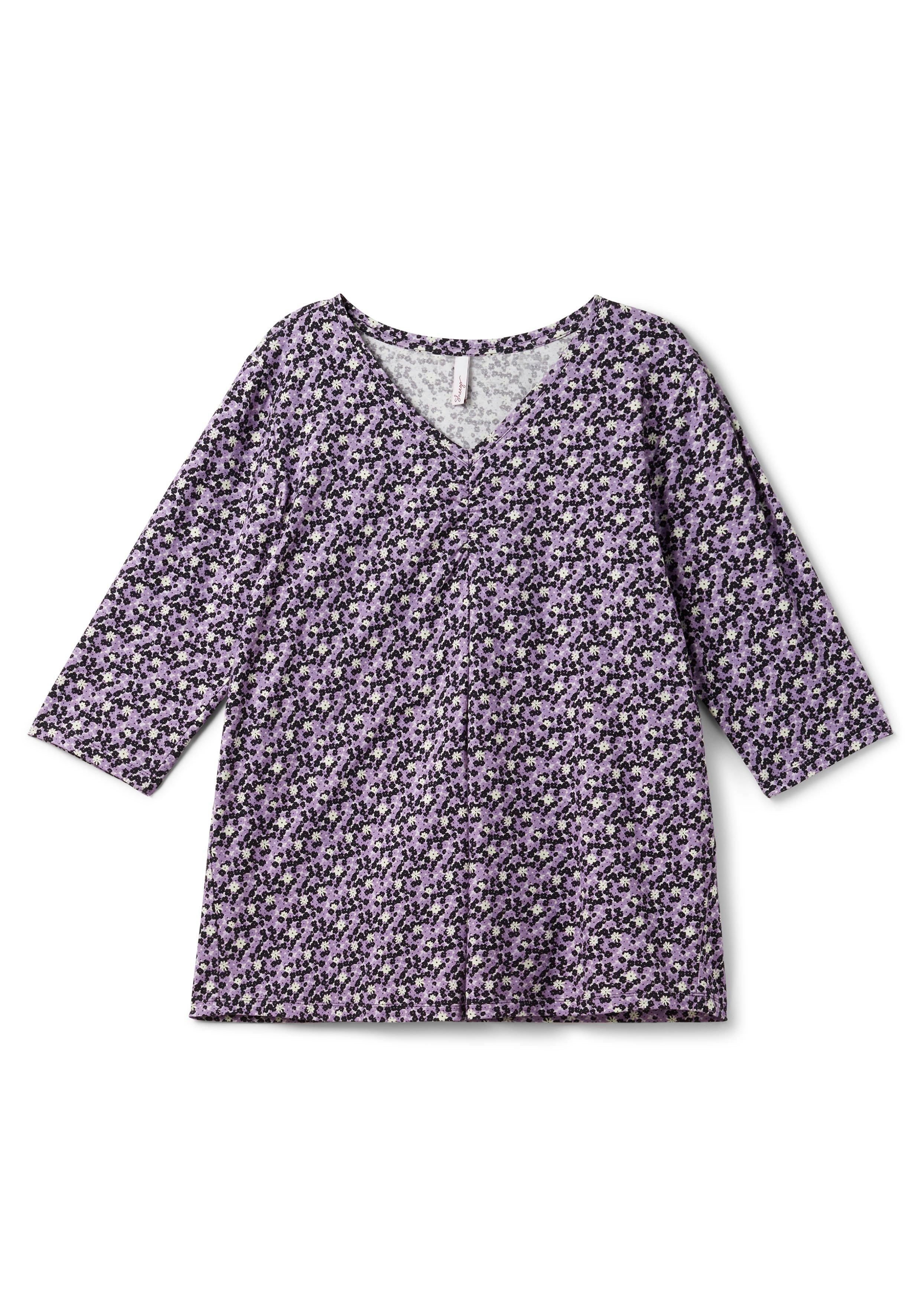 3/4-Arm-Shirt mit Minimalprint und dekorativer Falte