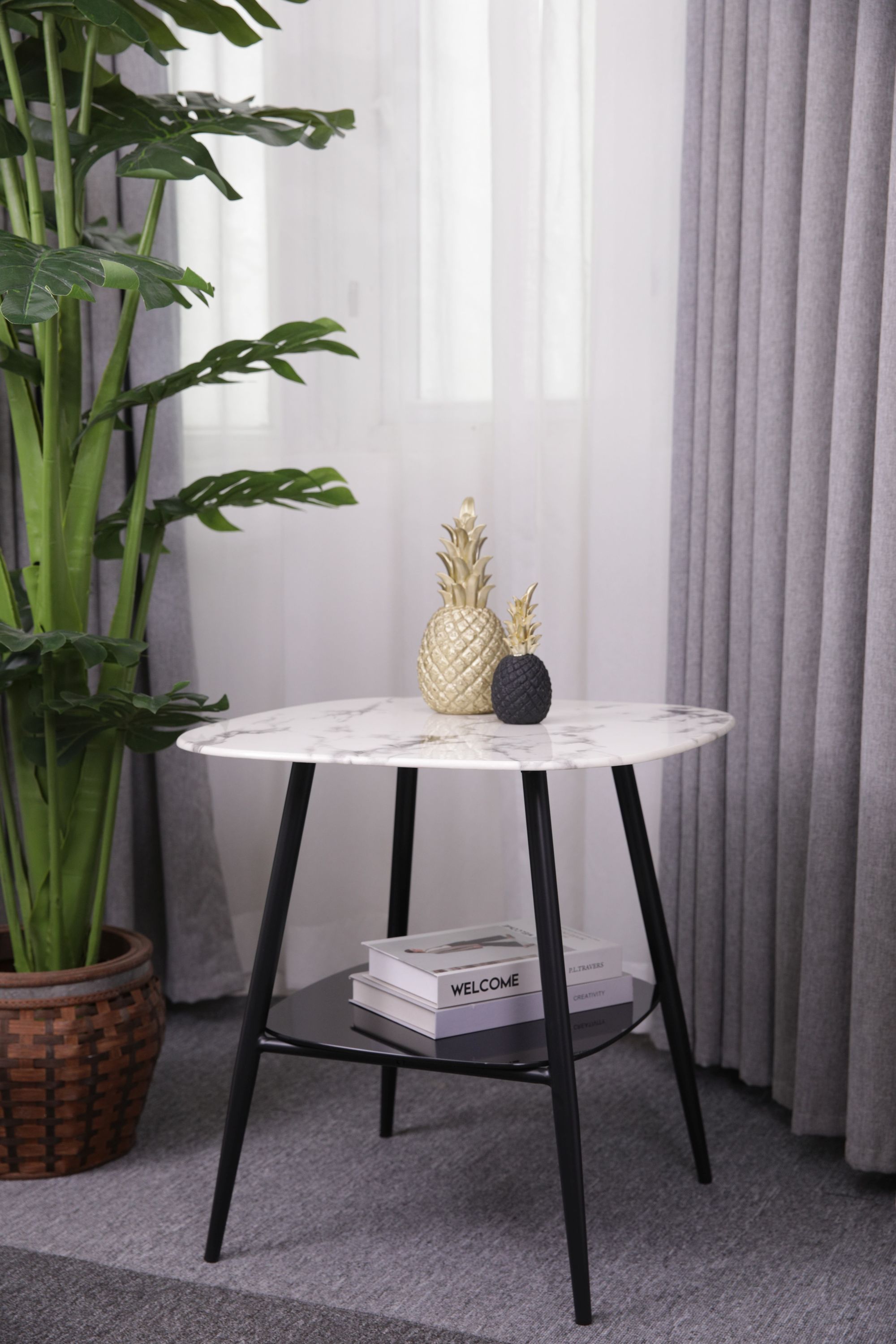 Couchtisch 55x55 Sofatisch Marmor Optik Beistelltisch Wohnzimmertisch Tisch