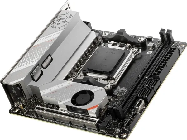 MSI MPG B650I EDGE WIFI - Bundkort - mini ITX - Socket AM5 - AMD B650 Chipset - USB 3.2 Gen 2, USB-C 3.2 Gen2, USB 3.2 Gen 1, USB-C 3.2 Gen 2x2 - 2.5 Gigabit LAN, Wi-Fi 6, Bluetooth - onboard grafik (CPU påkrævet) - HD Audio (8-kanaler)
