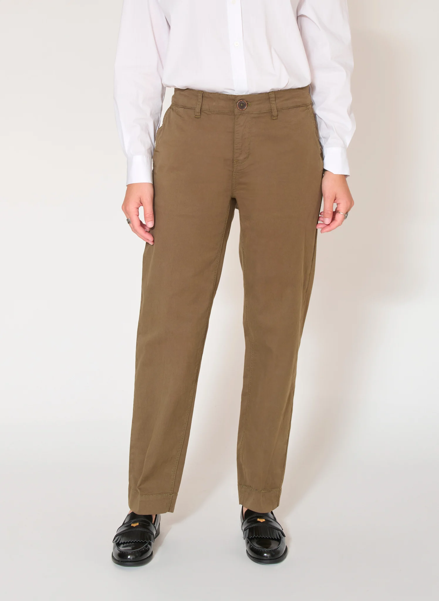 PICASSO - Pantalon droit en coton mélangé| Vert