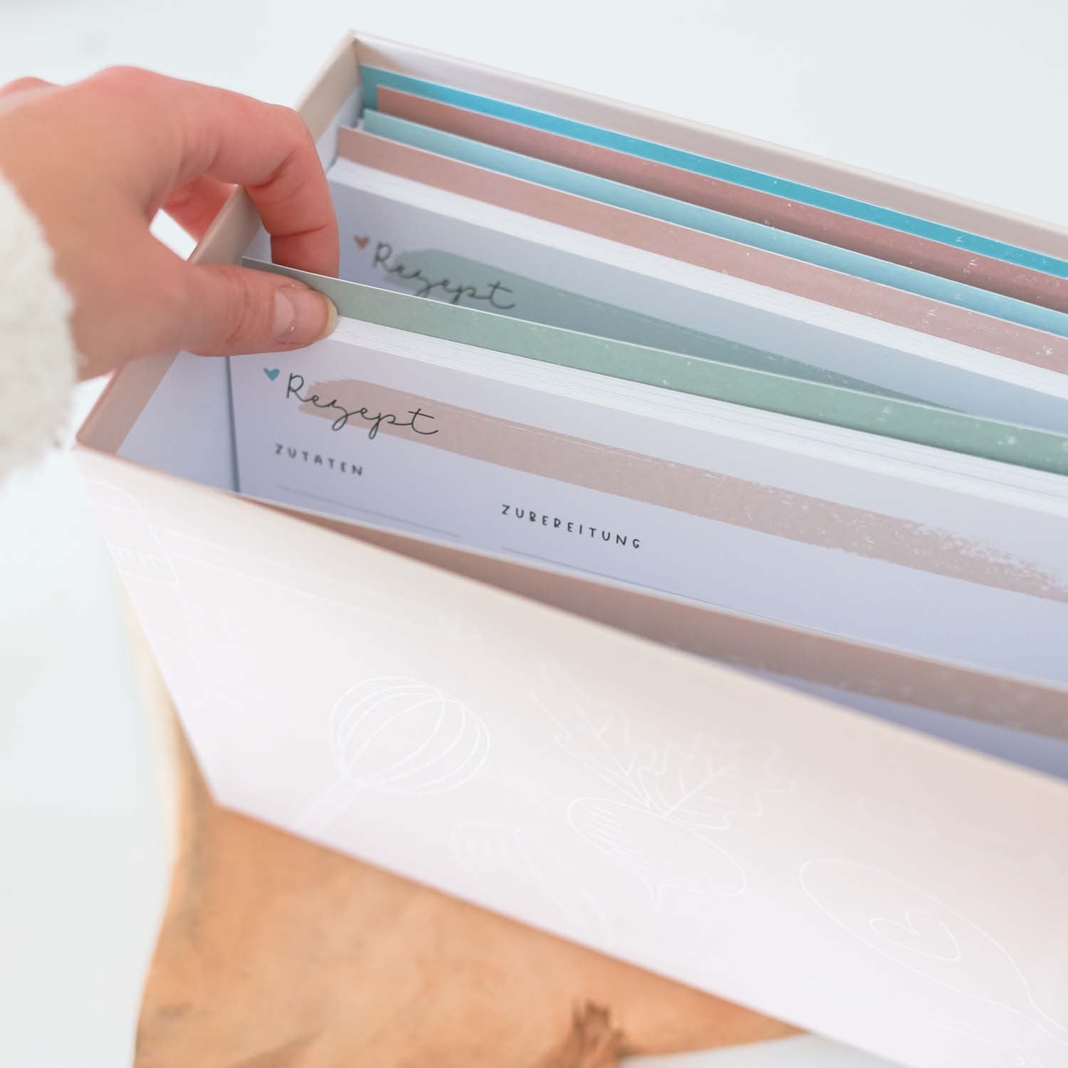 Rezeptbox mit Karten „Lieblingsrezepte