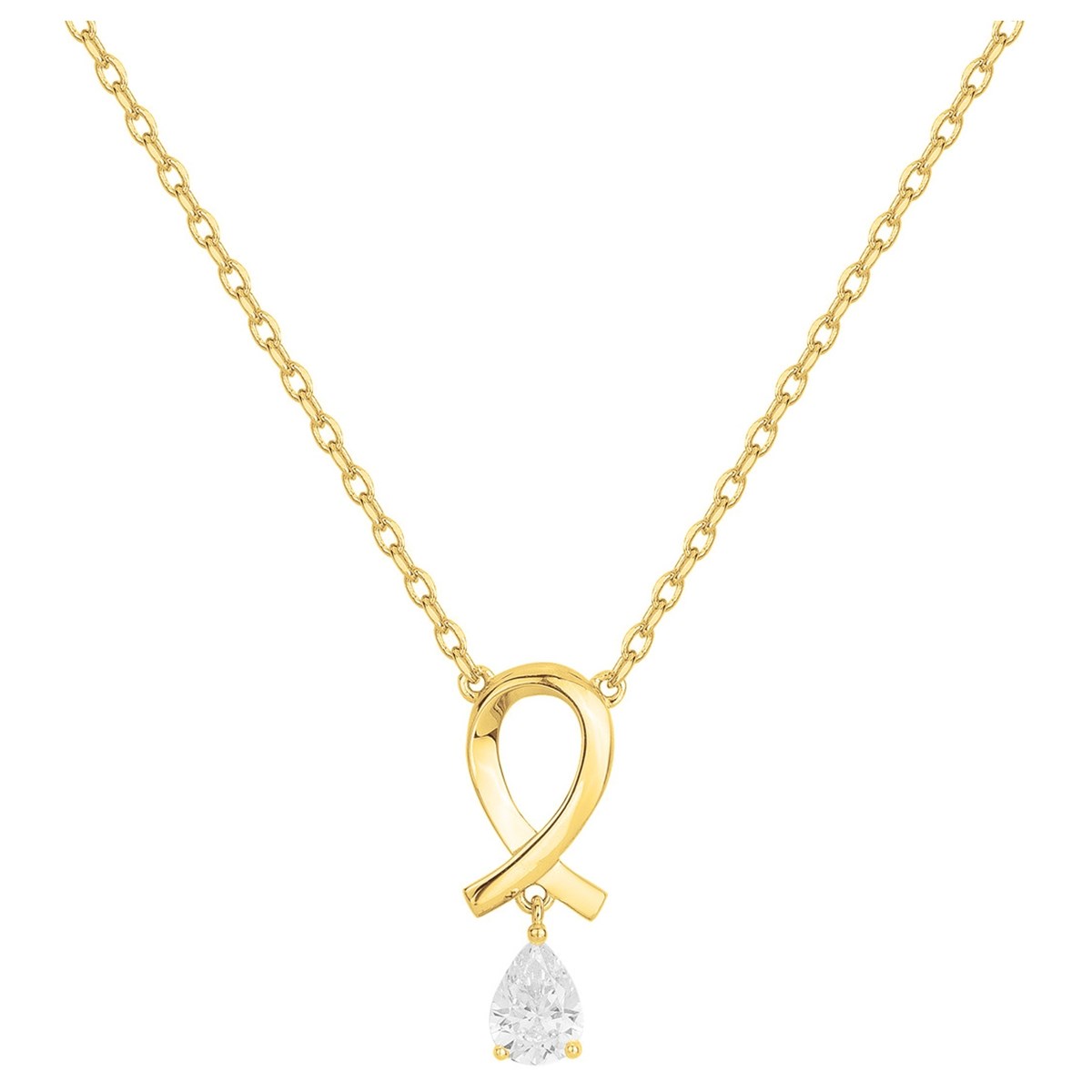 Collier mono-motif en Plaqué Or avec oxyde de zirconium blanc