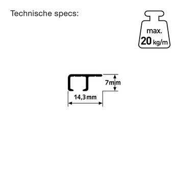 Artiteq Top Rail schilderij ophangsysteem compleet 2 meter wit RAL 9003