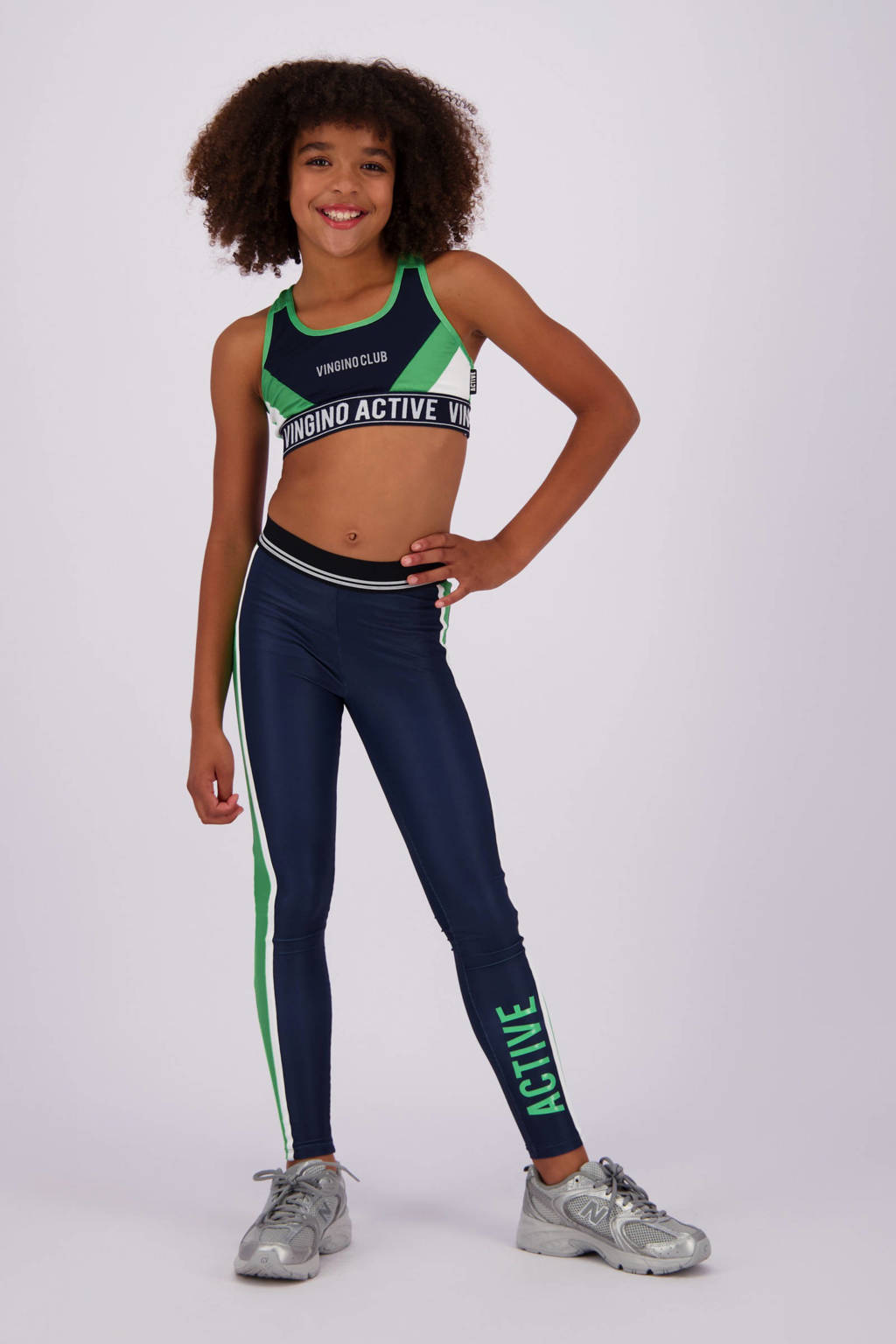 Vingino sportlegging Shelby diep donkerblauw/neon groen