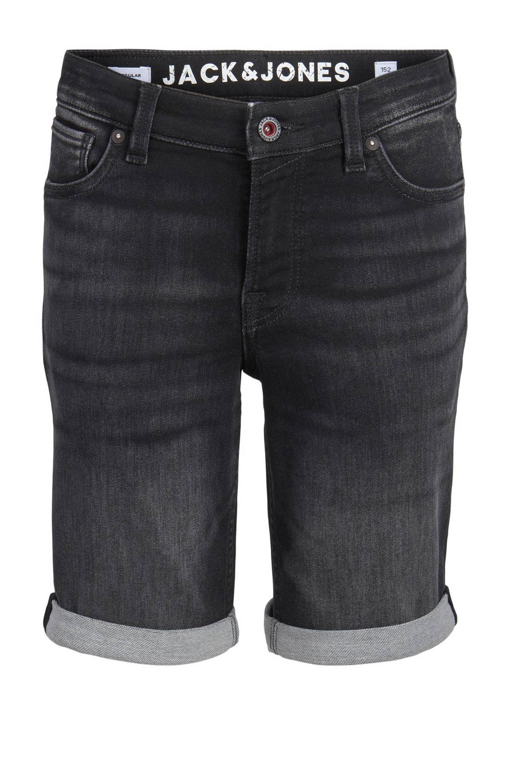 JACK & JONES slim fit jeans bermuda JJIRICK zwart