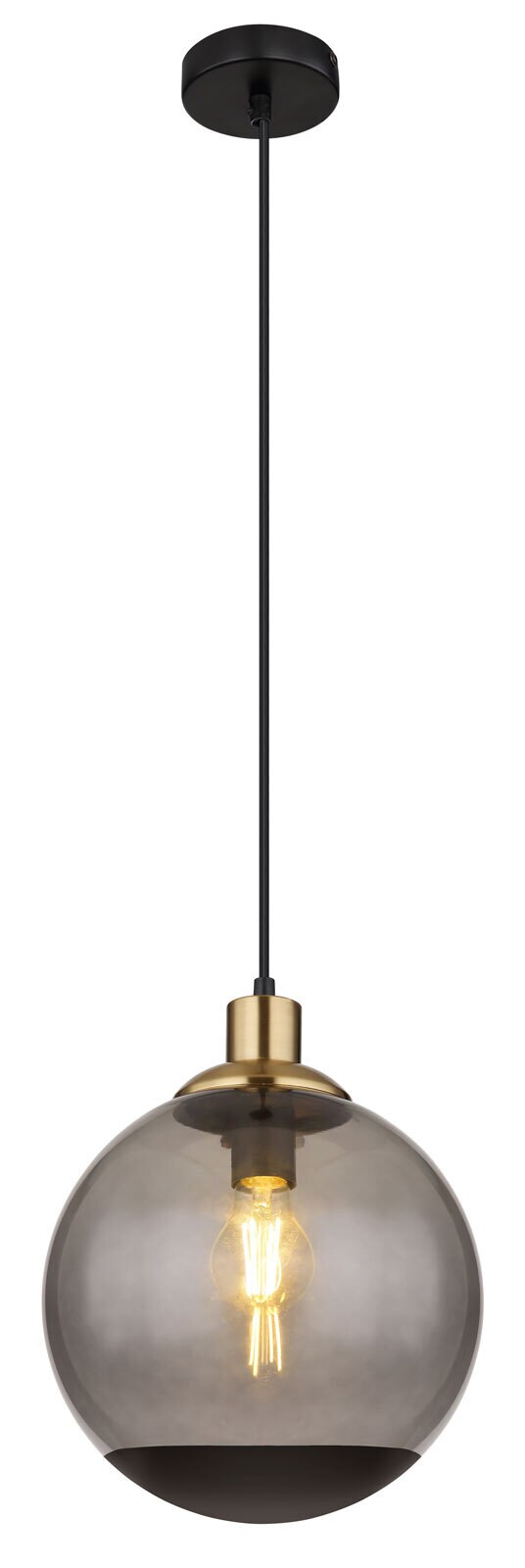 GLOBO Retrofit Pendelleuchte Potter 25x120 cm schwarz/rauchfarbig