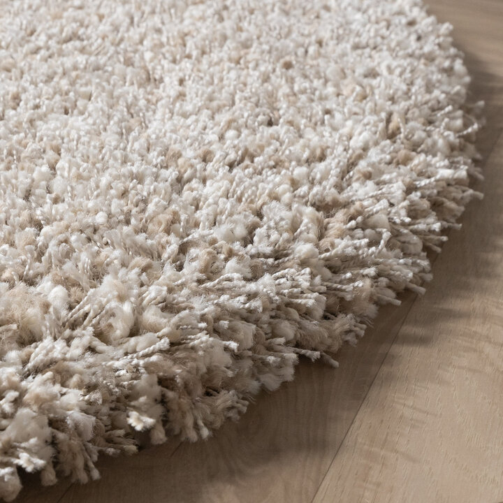 Rond hoogpolig vloerkleed - Yves Beige
