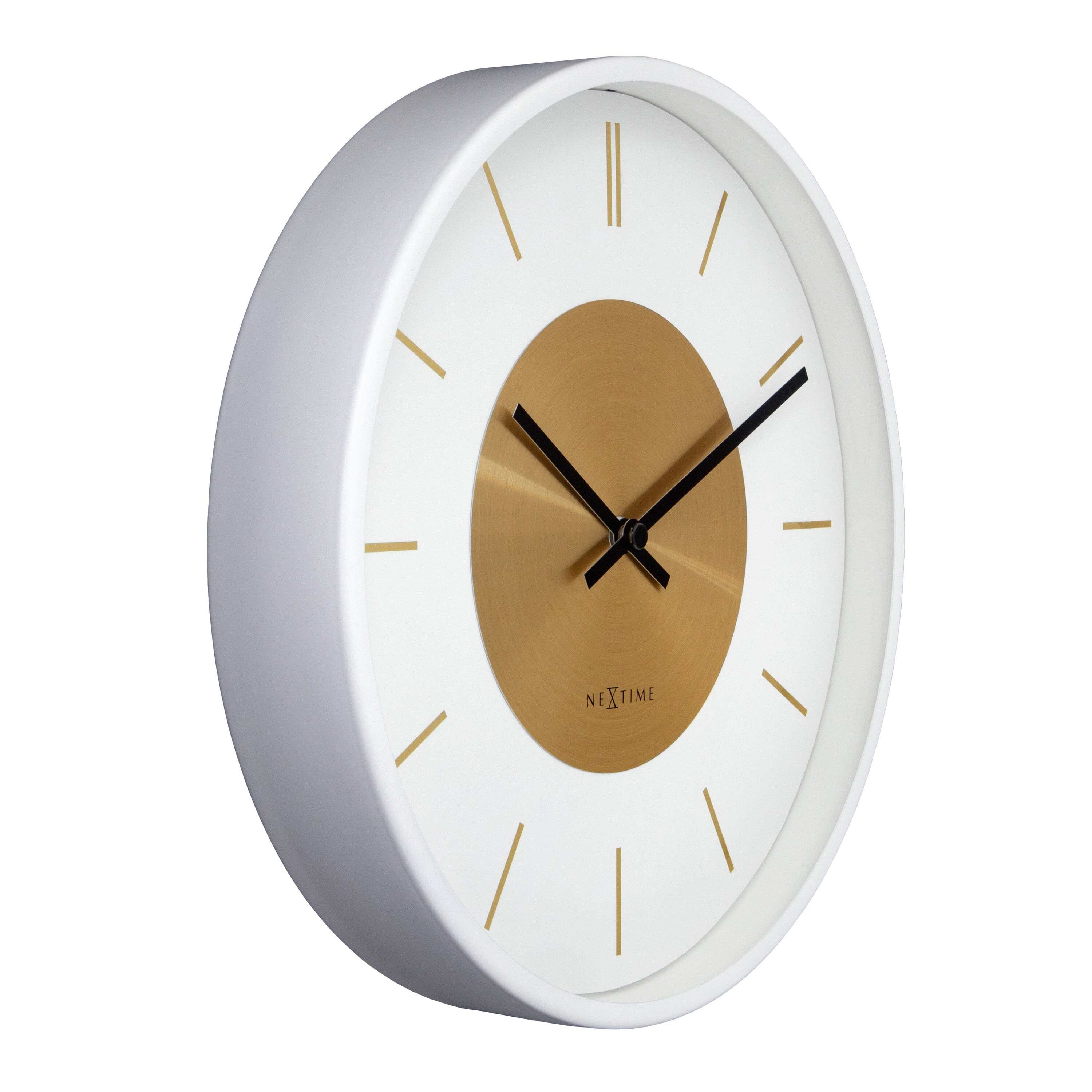 NeXtime - Wandklok 25cm - Stil - Wit|Goud - Metaal - NeXtime 'Retro