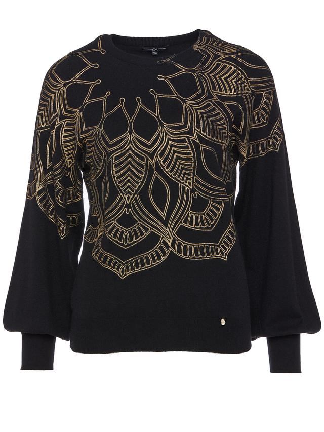 Pullover mit abstraktem Goldfolienprint