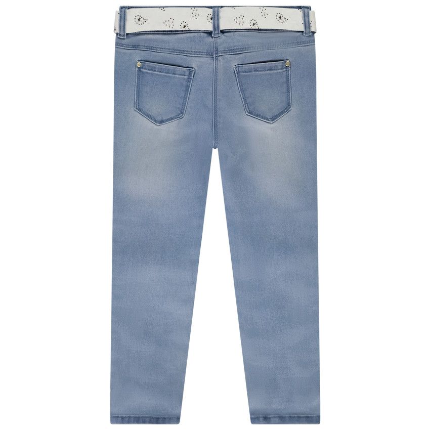 Jean slim avec ceinture imprimée à nouer pour fille - Bleu