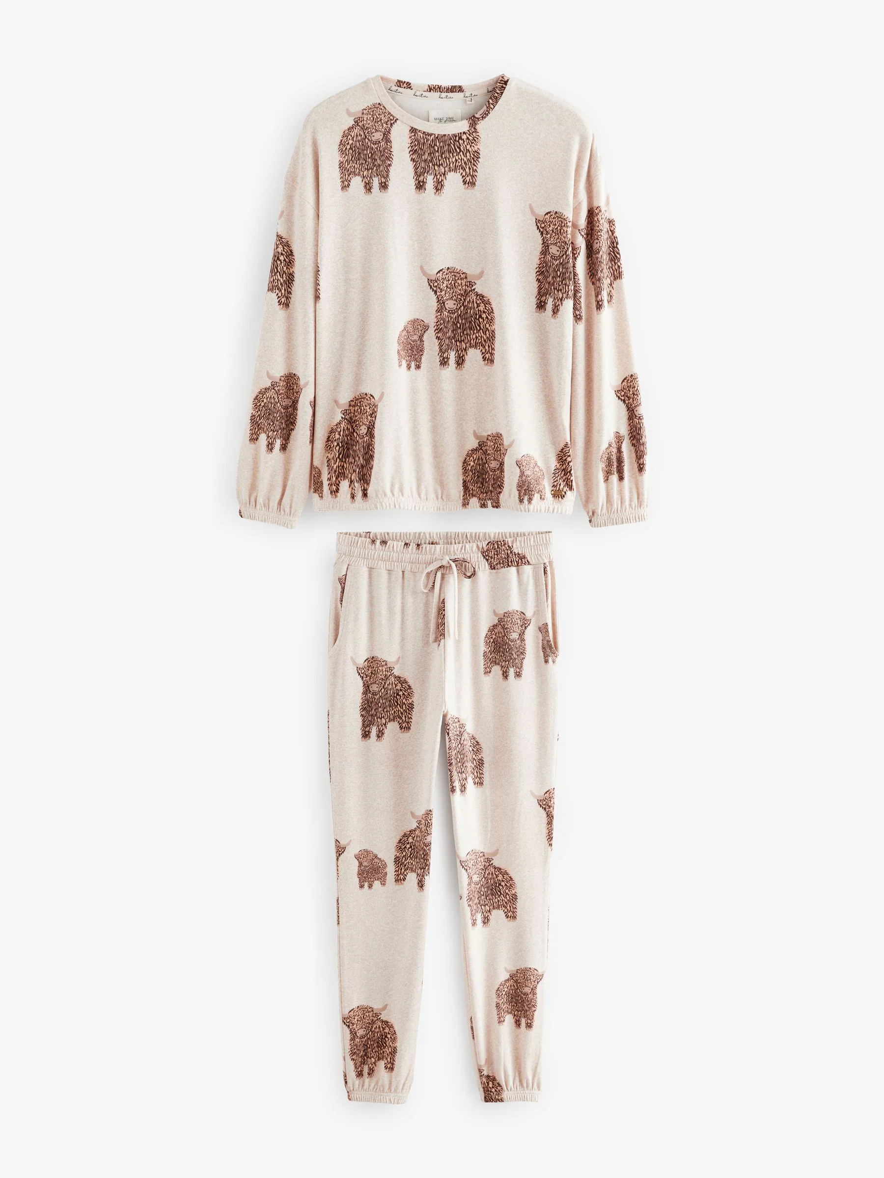 Ecru - Hamish The Highland Cow Behaaglijke Pyjama's met Lange mouwen