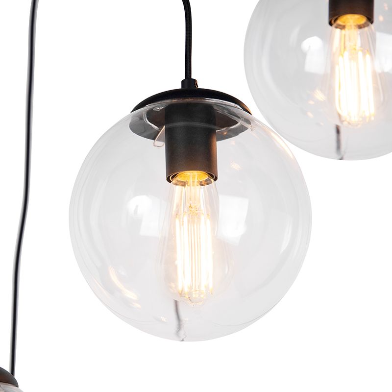 Art deco hanglamp zwart 7-lichts - Pallon