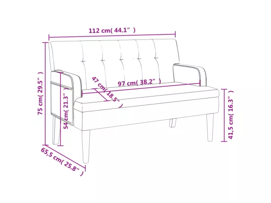 Banc avec dossier blanc 112x65,5x75 cm similicuir