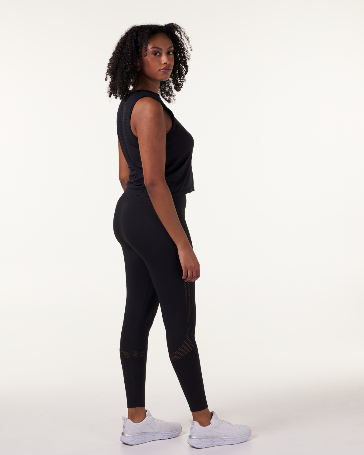 LEVITY Eclipse Mesh Seamless Tights Black Marl