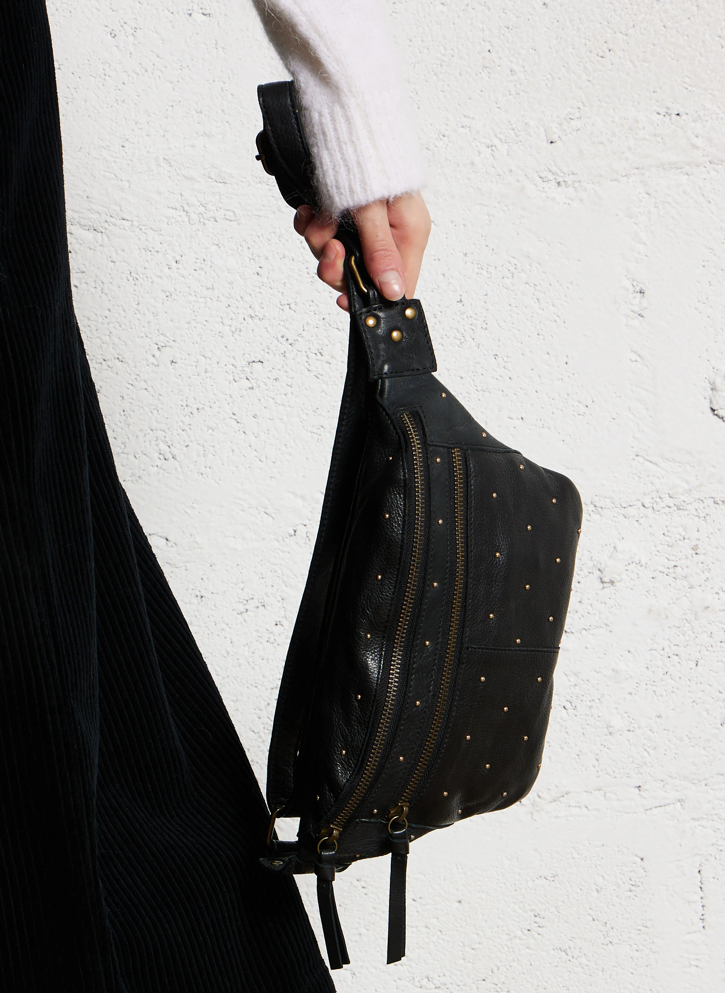 NAJA - Sac banane en cuir | Noir