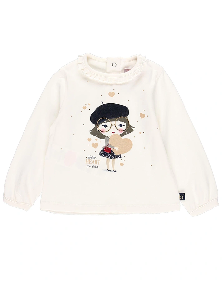 Langarmshirt PARIS GIRL in weiß