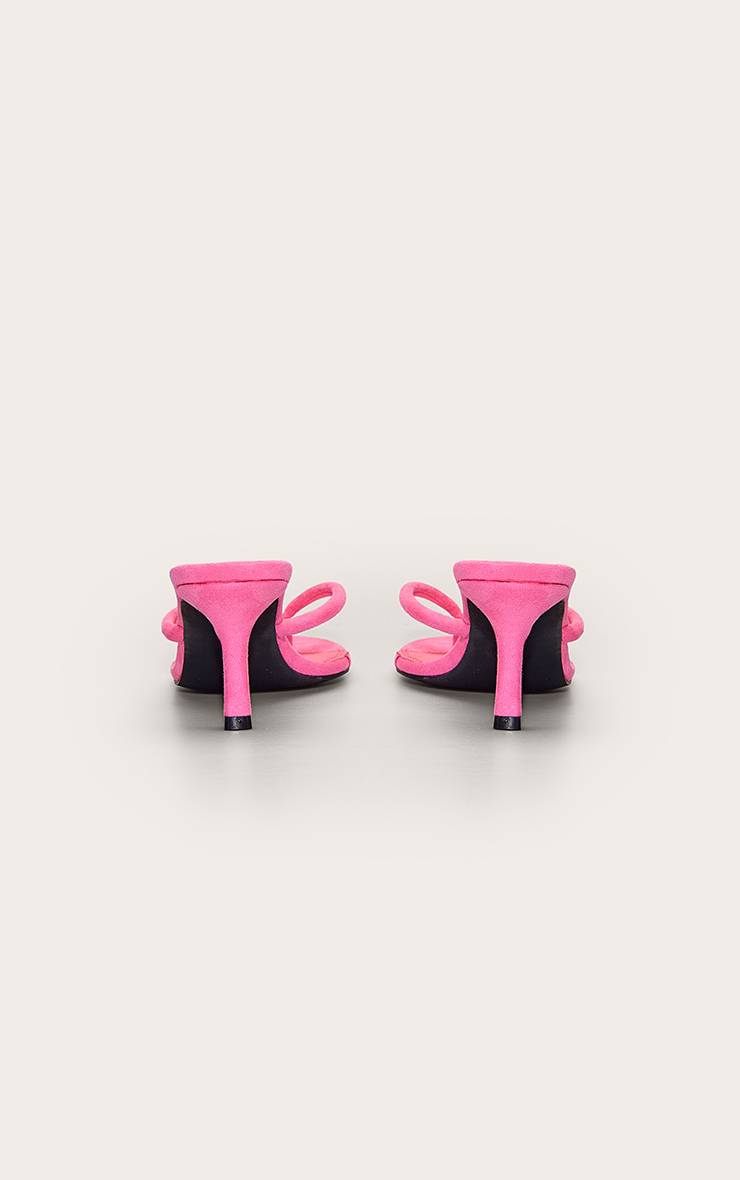 Rose Vif Mules À Talons En Synthétique Avec Bride Entre Les Orteils