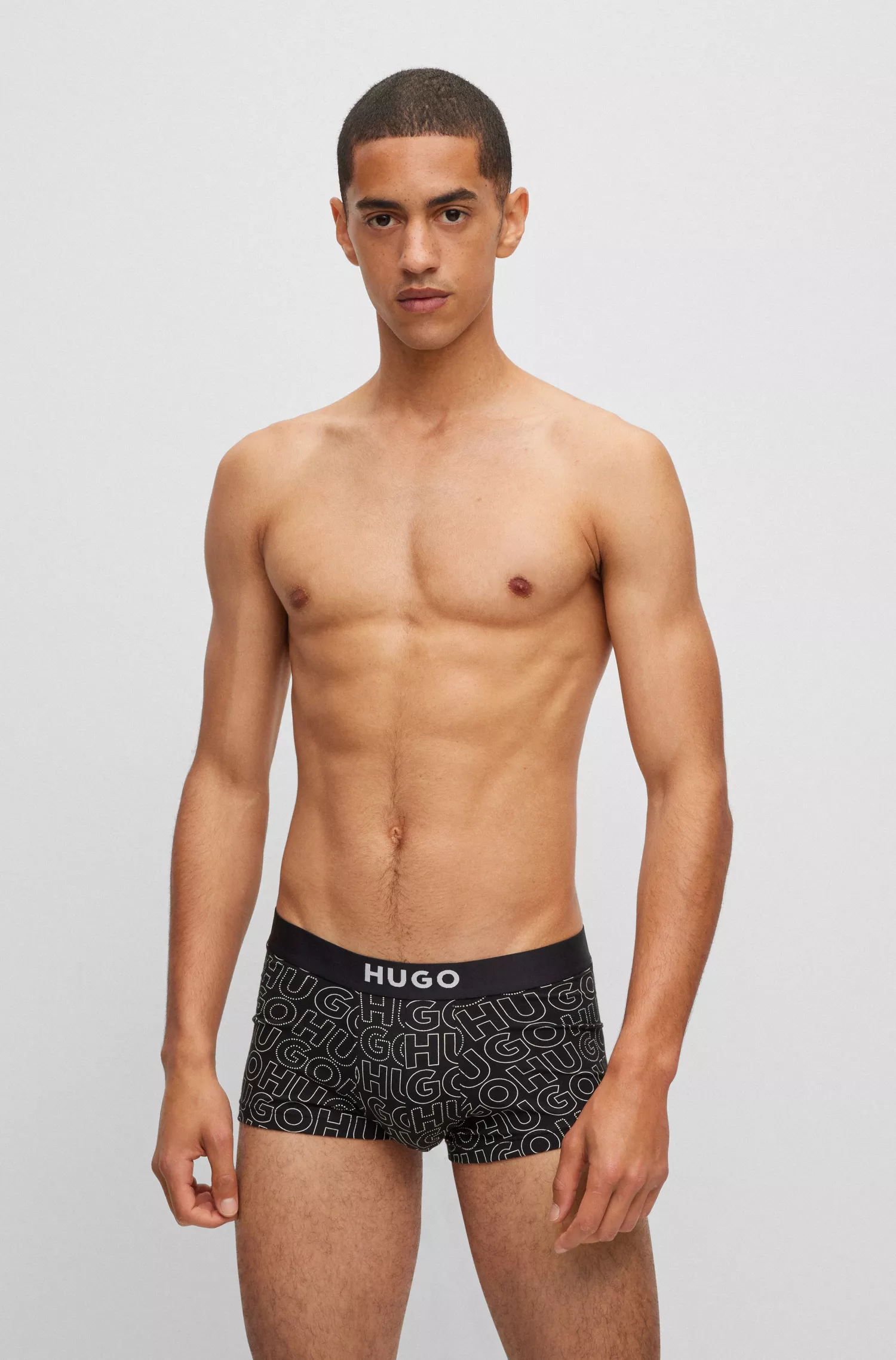 HUGO Vermelho - Pacote com duas cuecas boxer de algodão elástico com cós com o logotipo.