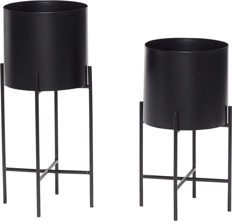 Hübsch Airy Pots Black set of 2 Sort