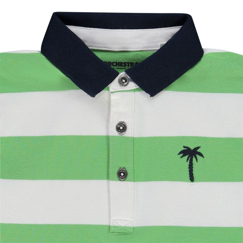 Polo manches courtes rayé broderie palmier pour garçon - Vert