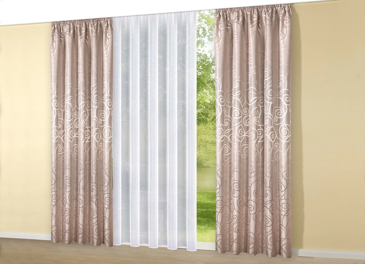Leicht transparenter Store mit Automatikfaltenband