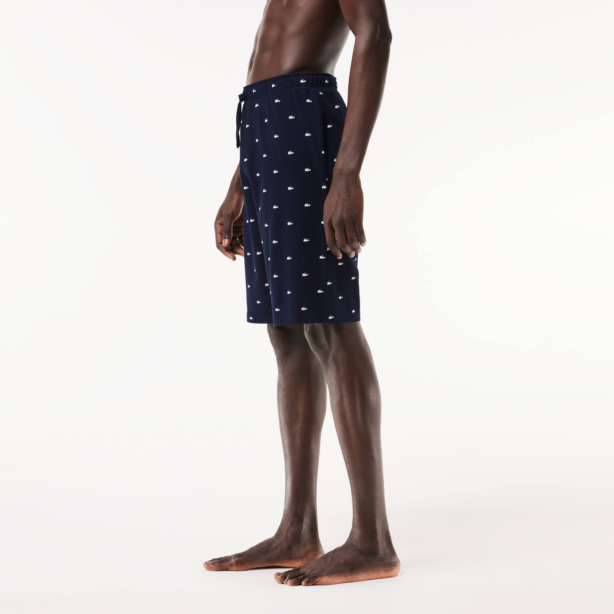 Herren Pyjama-Shorts aus Baumwolljersey mit Krokodilaufdruck Loungewear - Blau - Lacoste - Herren