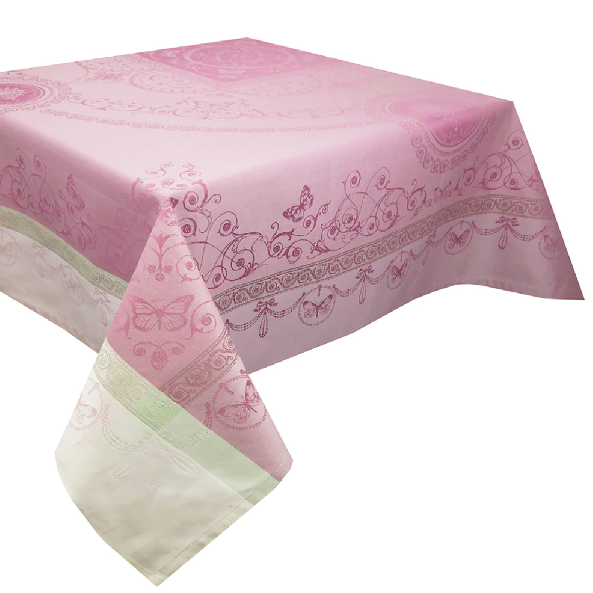 Nappe antitache déperlant pur coton rose 174X364 Garnier Thiebaut