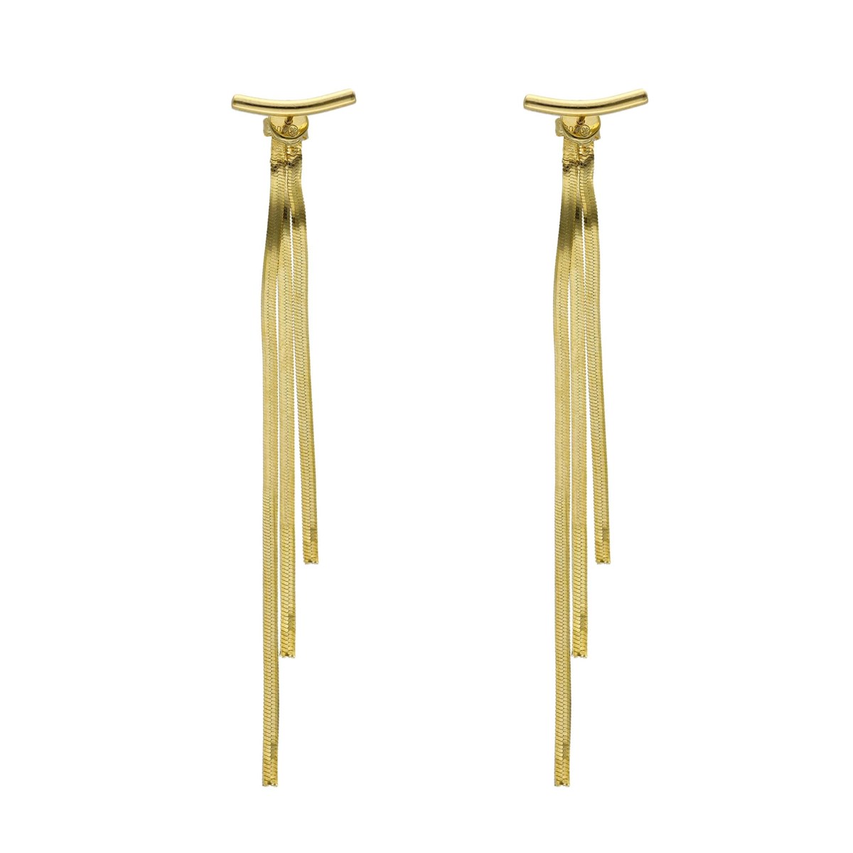 Boucles D Oreilles Argent Dorée Triples Mailles Serpentine