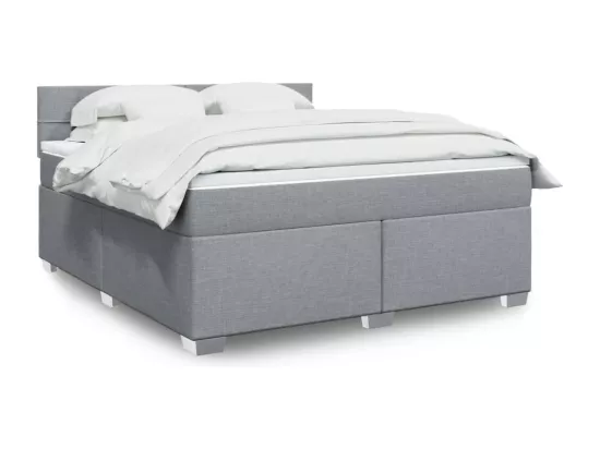 Sommier à lattes de lit avec matelas Gris clair 180x200cm Tissu