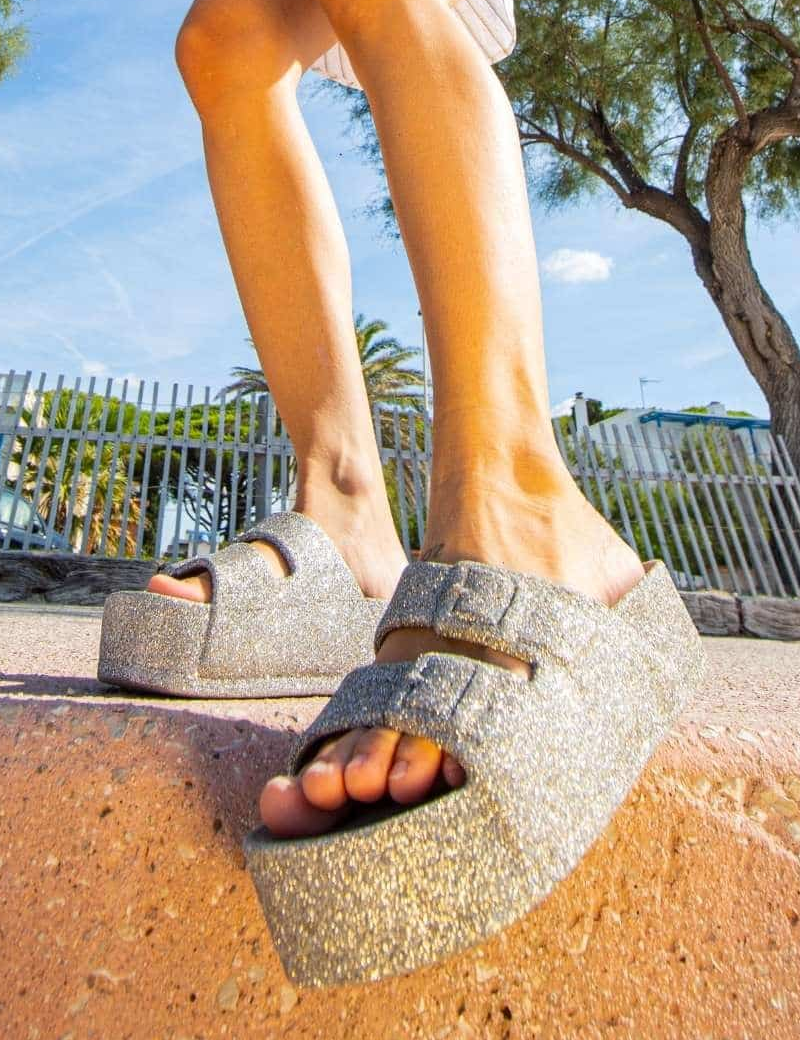 CACATOES SANDALES COMPENSÉES FEMME CAIPIRINHA GLITTER GRIS