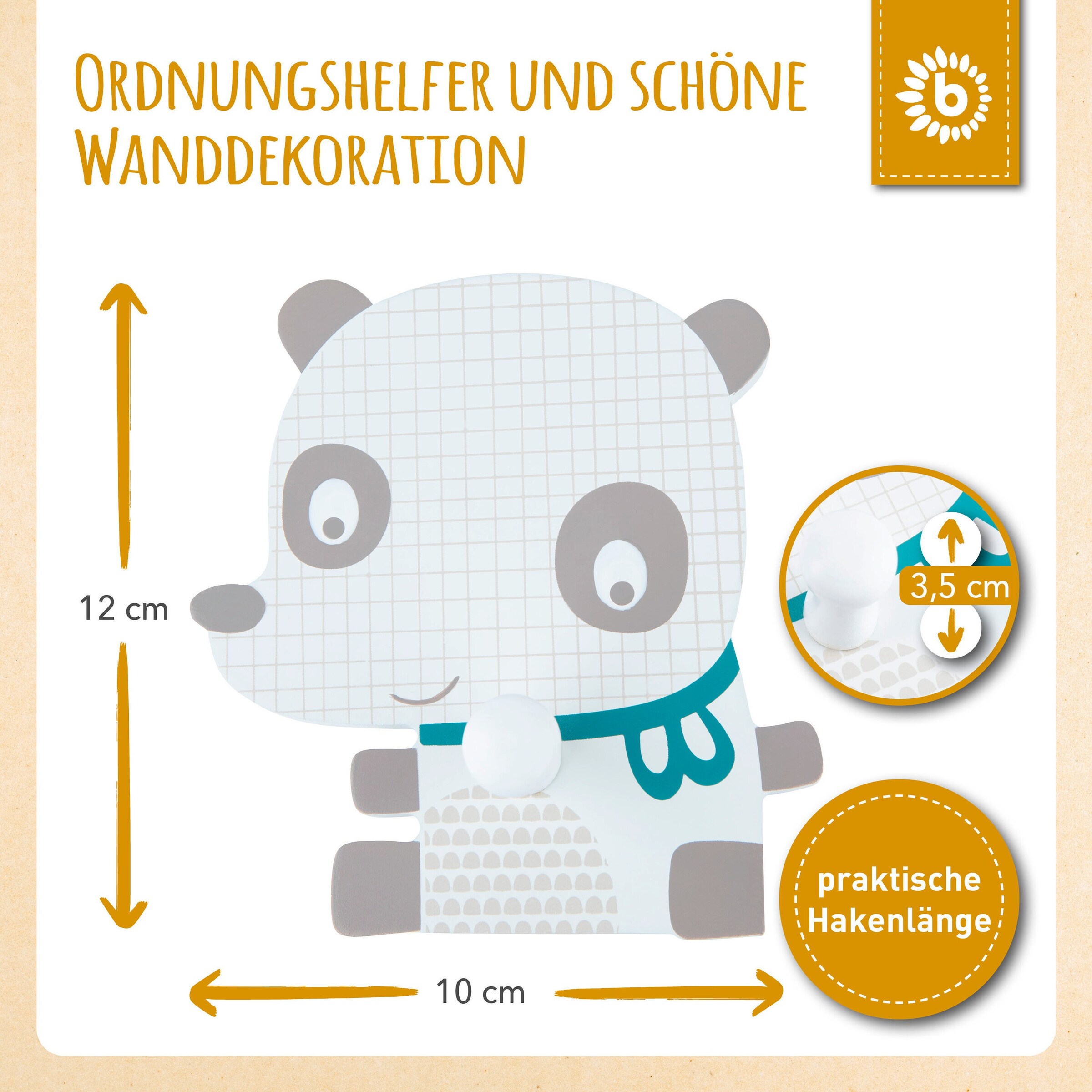 Bieco Kindergarderobe Panda Weiß