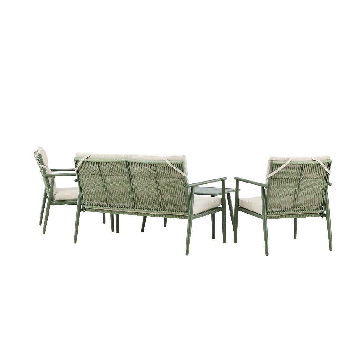 Tuin loungeset Margret - met zitkussens Groen - beige kussens
