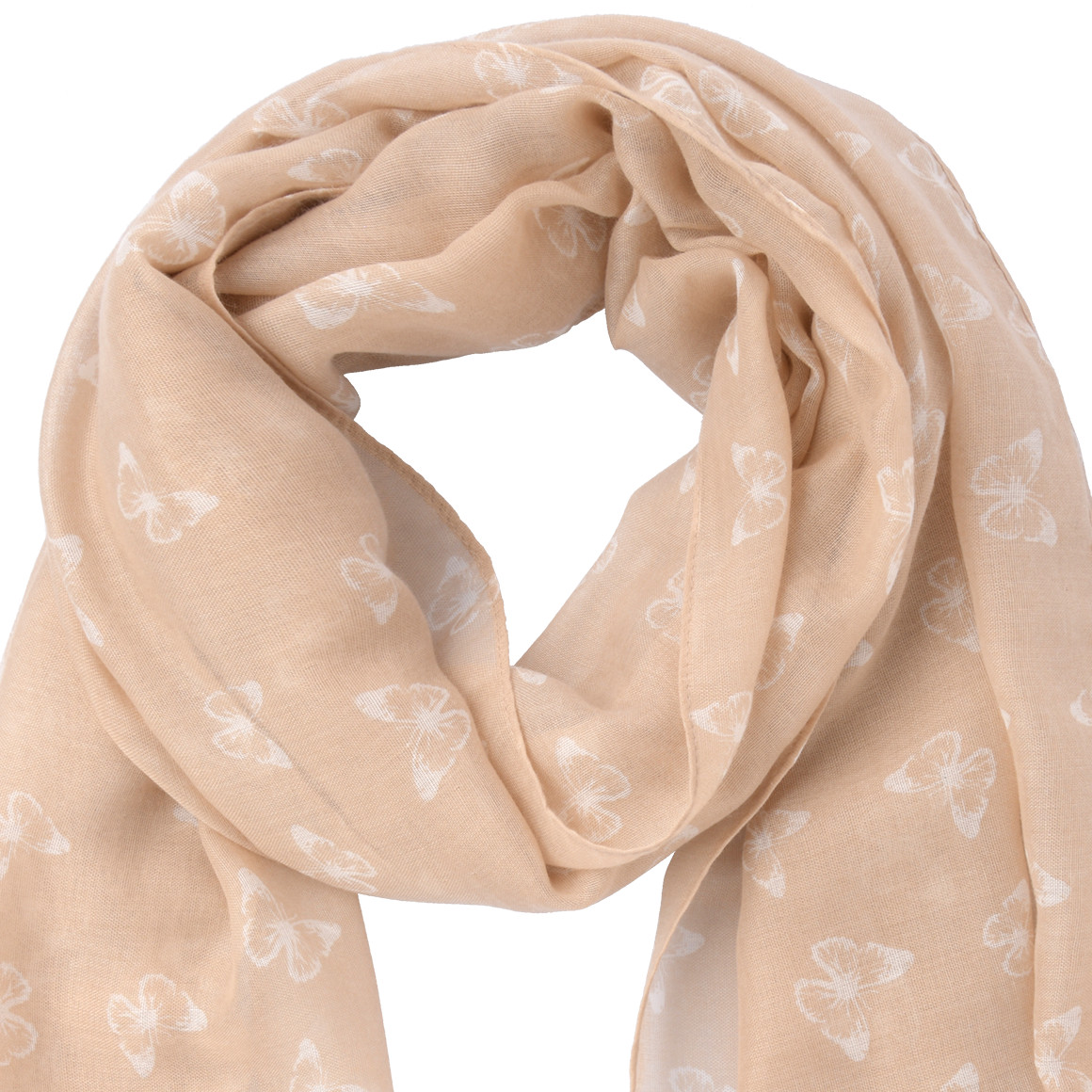 Gina Benotti Damen Tuch mit Schmetterling-Allover beige