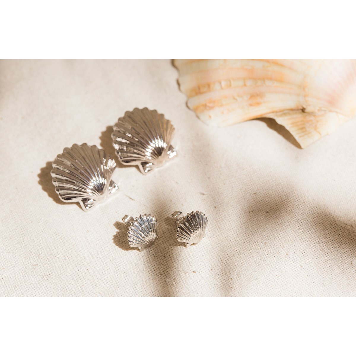 boucles d'oreilles puces coquillages plaqué argent - NÉRÉE