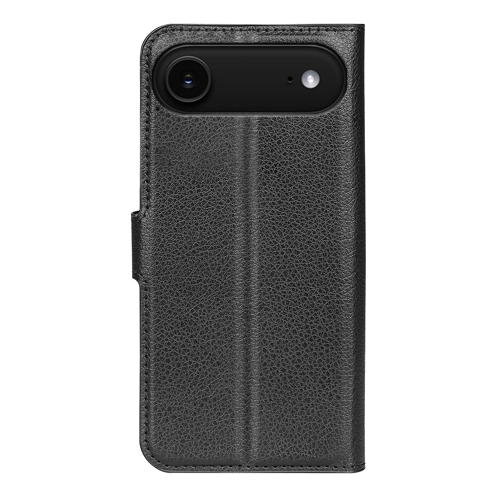 iPhone Air Leder Tasche Flip Cover Litchi Look - Schwarz